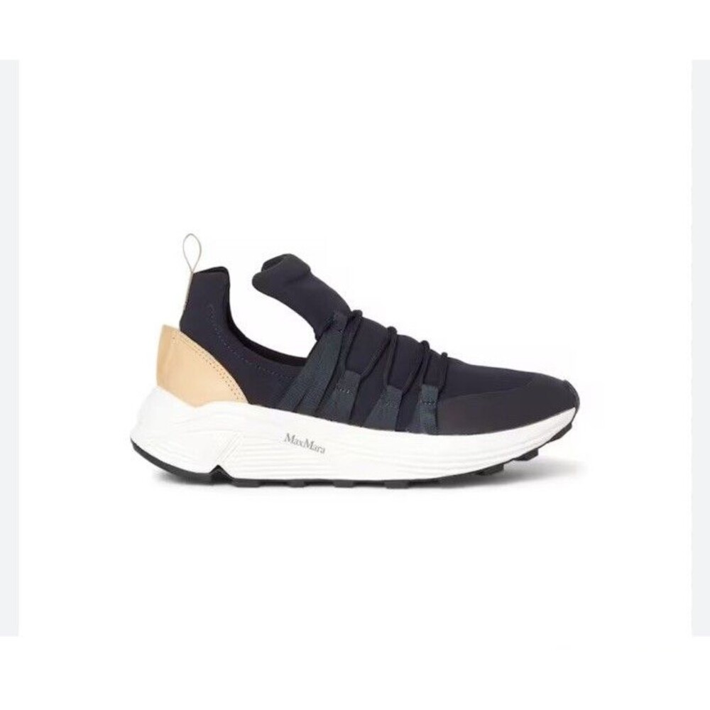 Max Mara Raissa Black Leather and Nylon Sneakers Women's Size US 6/Euro 36
